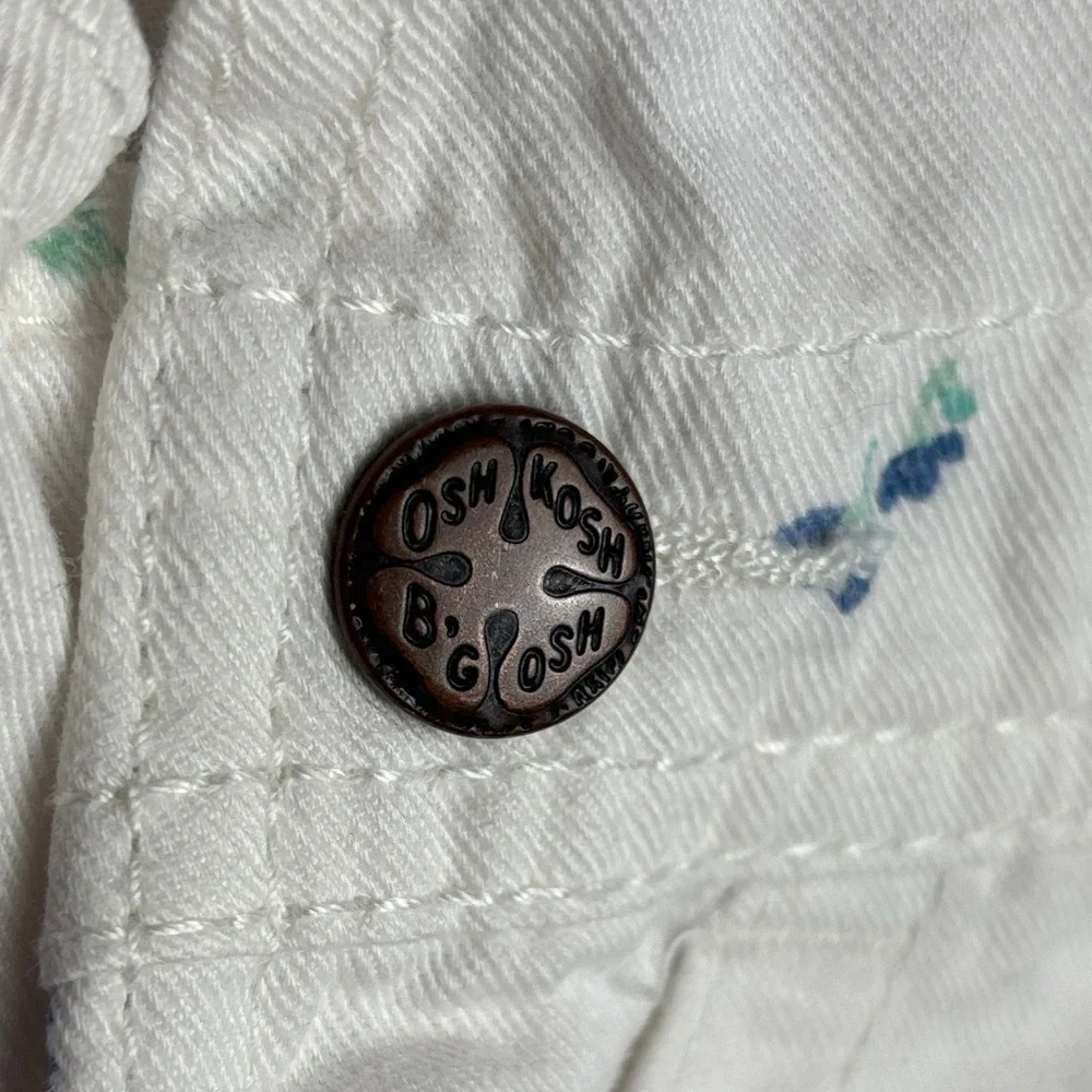 OshKosh B'gosh Ivory Overalls with Blue Floral Design